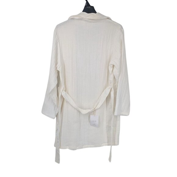 Purecare Dr. Weil Robe Women L/XL Linen Blend Featherweight Front Tie Minimalist - Picture 2 of 15